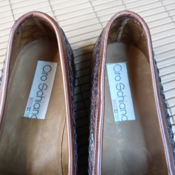 Ciro Schiano men\'s crocodile brown tassel loafer. Hand made in Italy.  Sz 7M. Ne